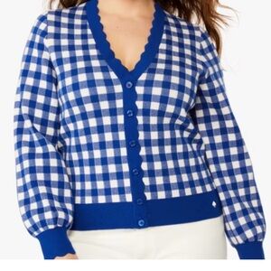 Brand new! Kate Spade Blue and White Checkered Women's Sweater.